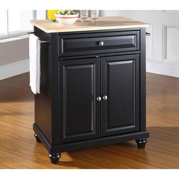 Crosley Furniture Cambridge Natural Wood Top in Black, , large