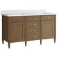 James Martin Brittany 60" Double Bathroom Vanity in Pecan with Single Hole 3 cm White Zeus Silestone Top and Rectangular Sinks, , large