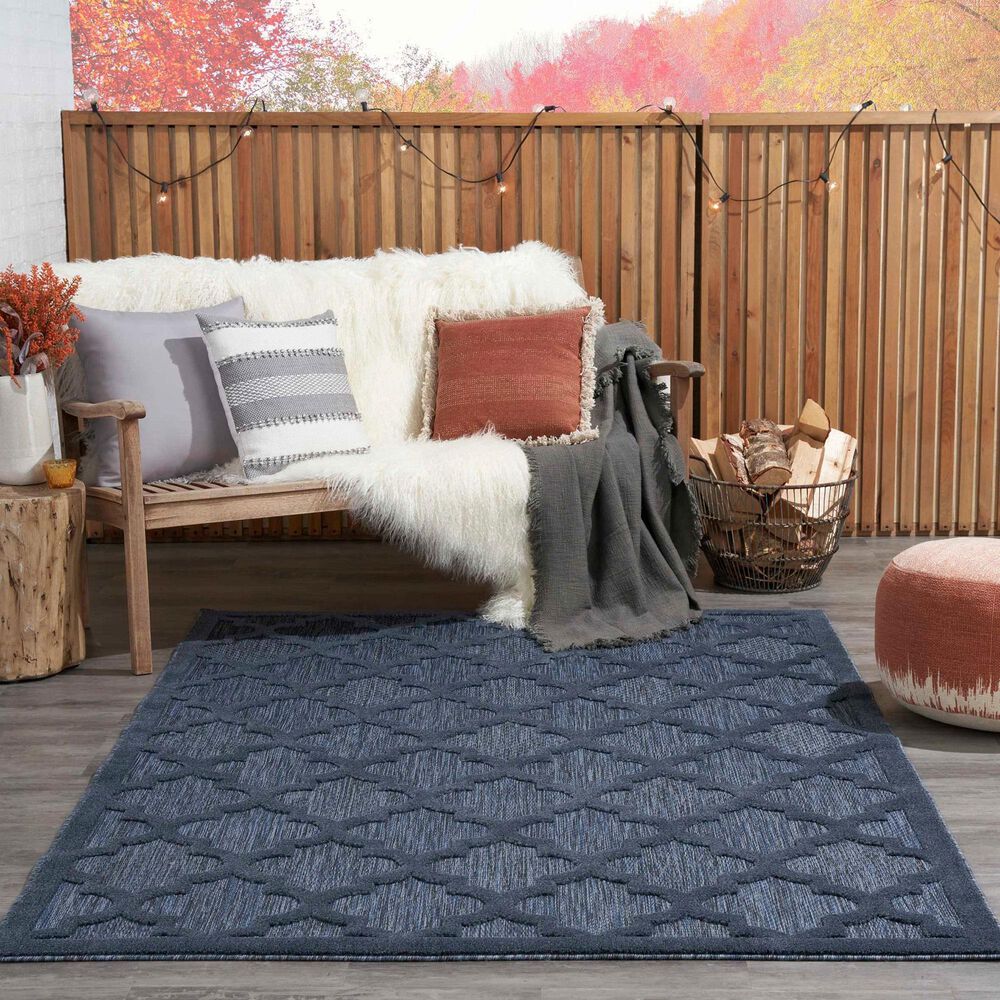 Nourison Easy Care 4&#39; x 6&#39; Navy Blue Indoor/Outdoor Area Rug, , large