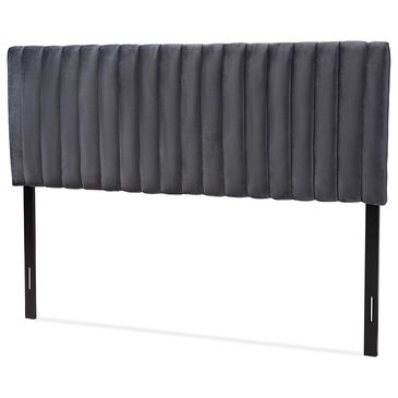 Baxton Studio Emile Upholstered Full Headboard in Grey, , large