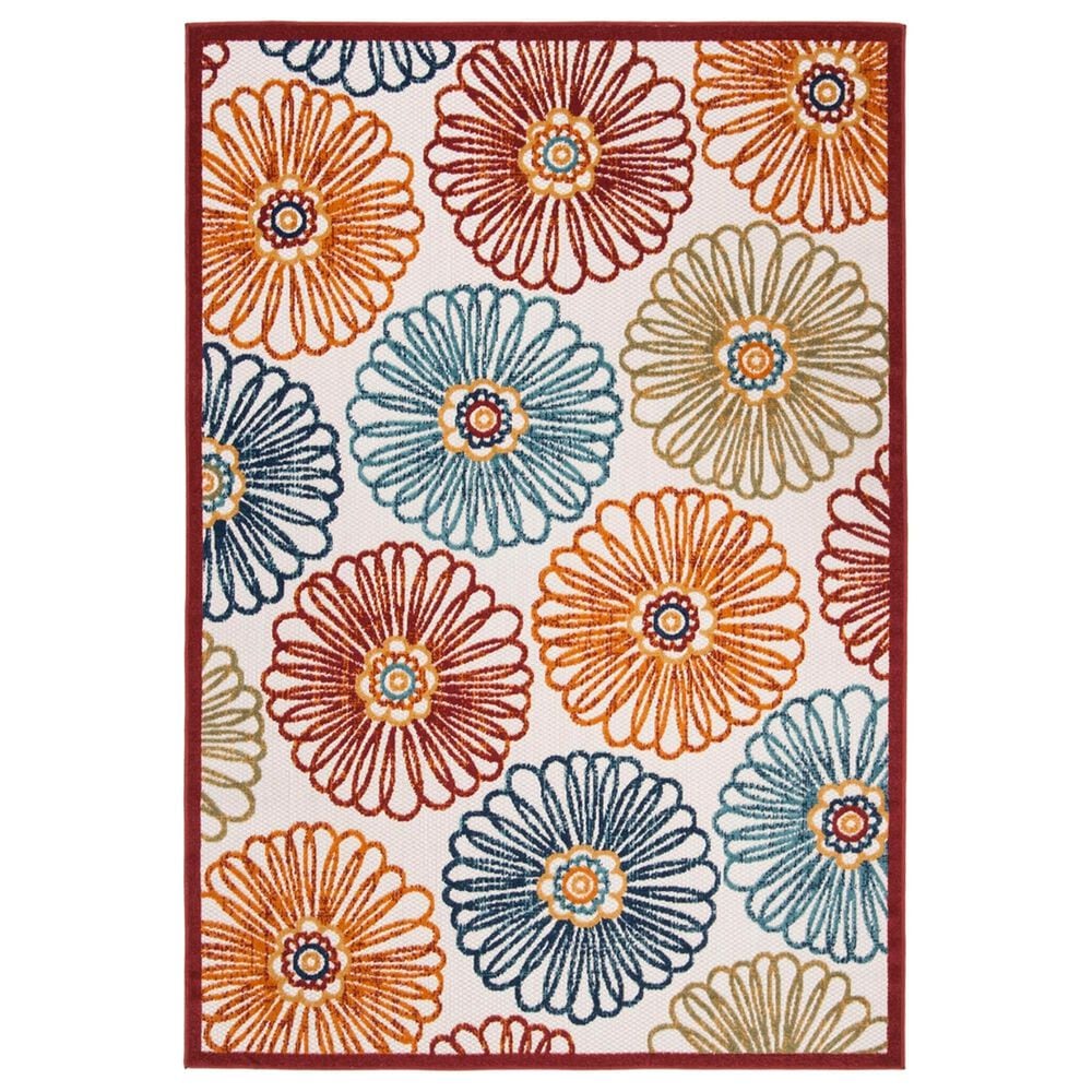 Safavieh Cabana CBN801A 6" x 9" Creme and Red Indoor/Outdoor Area Performance Rug, , large