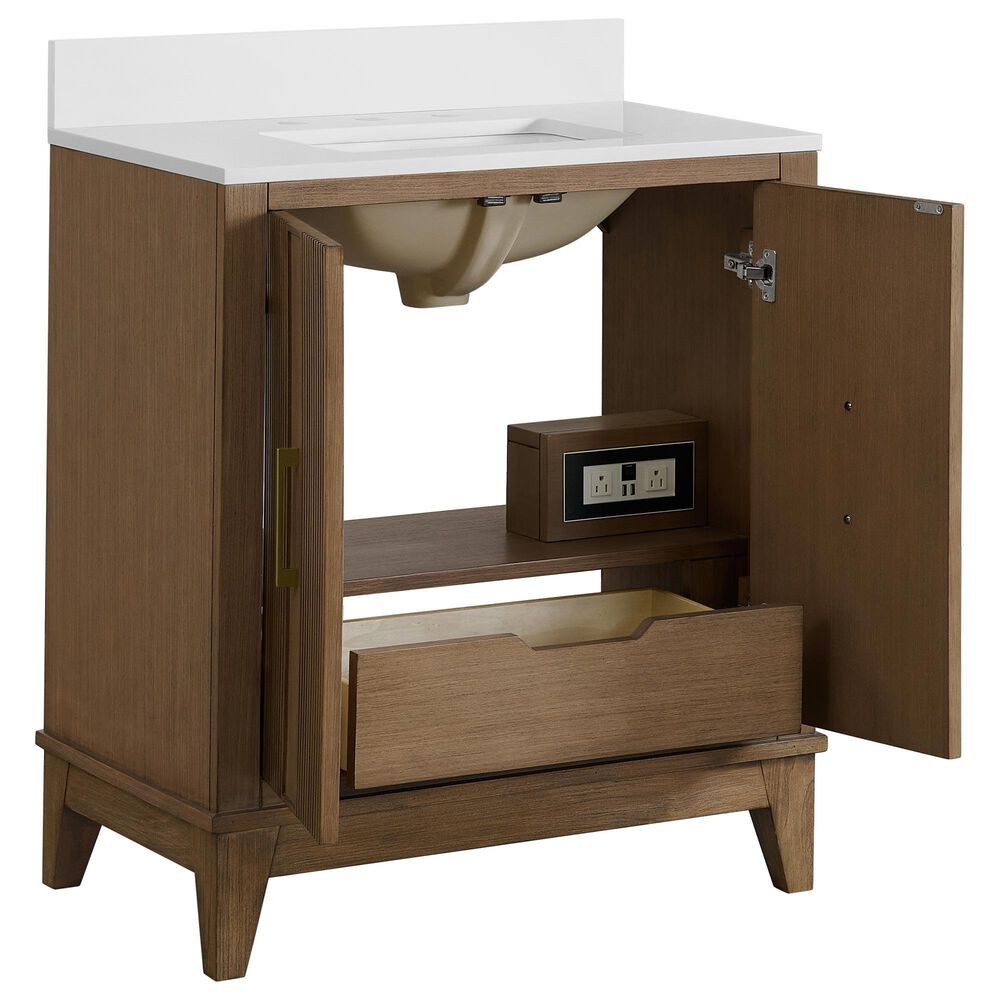 37B Fenwick 30" Single Bathroom Vanity in Kona with Glossy White Composite Stone Top and Backsplash, , large