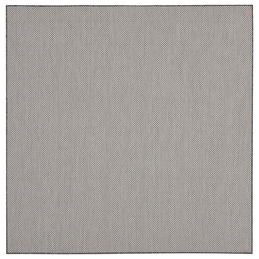 Nourison Courtyard Ivory and Charcoal 8" Square Indoor/Outdoor Area Rug, , large