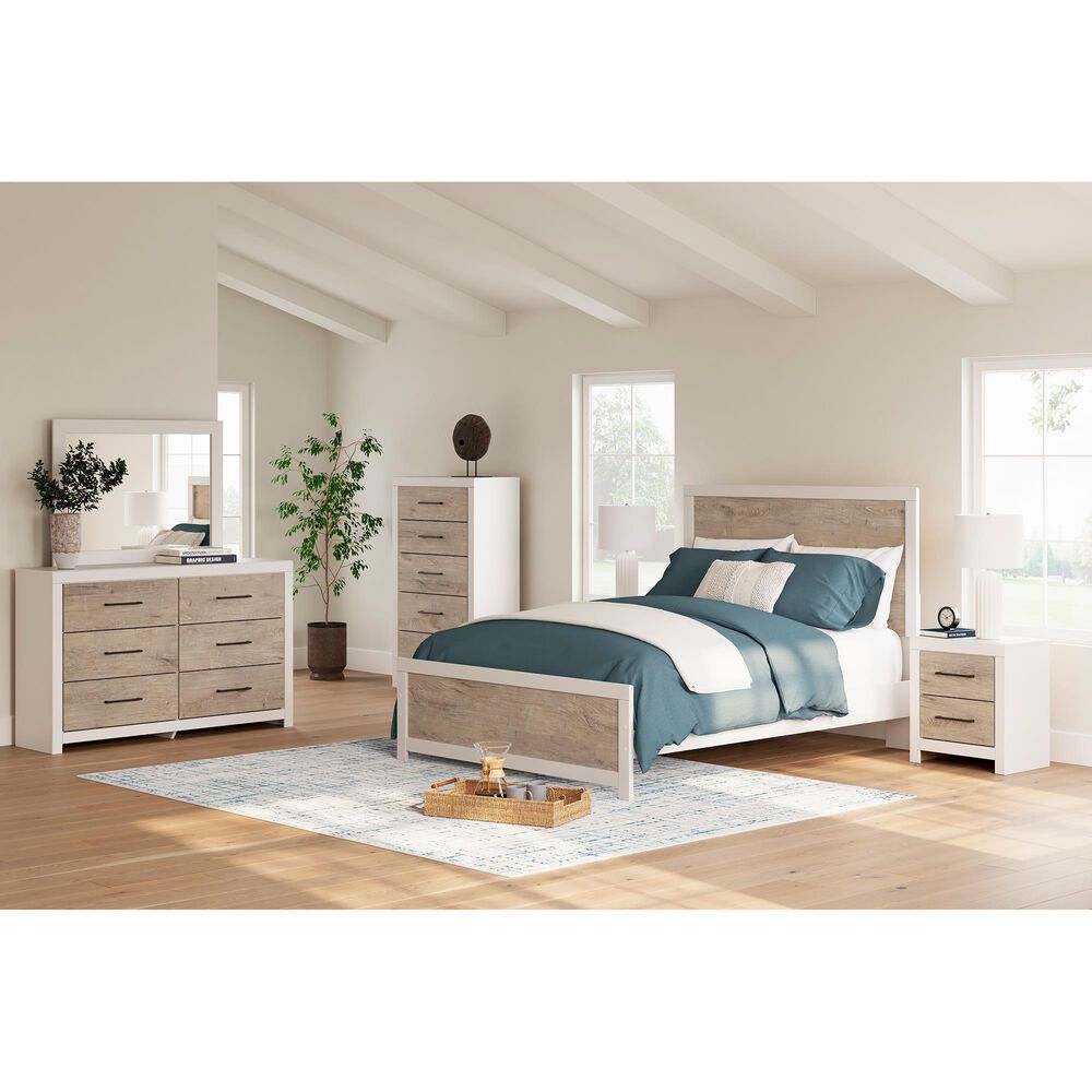 Ashley Charbitt 5-Drawer Chest in Matte White and Replicated Oak Grain, , large