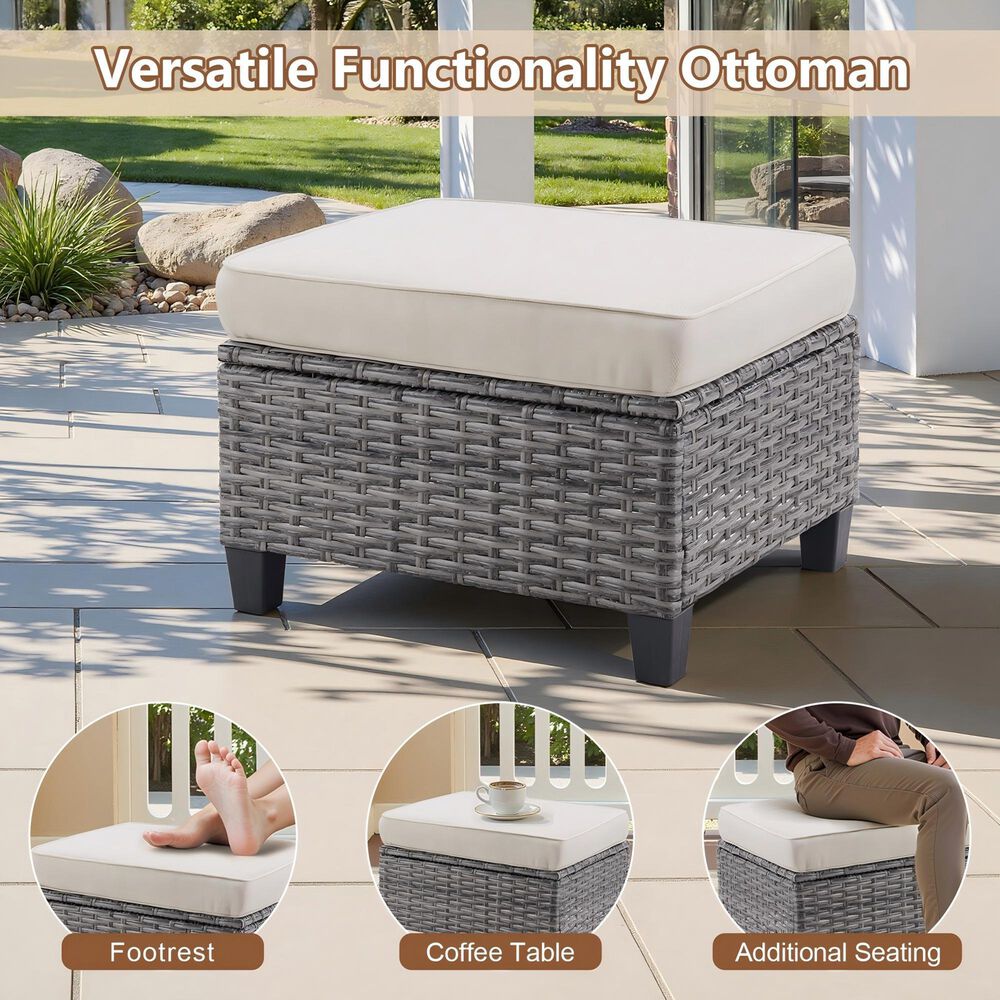 Sunwell Garden 6-Piece Patio Chat Set with Two Ottoman in Beige, , large