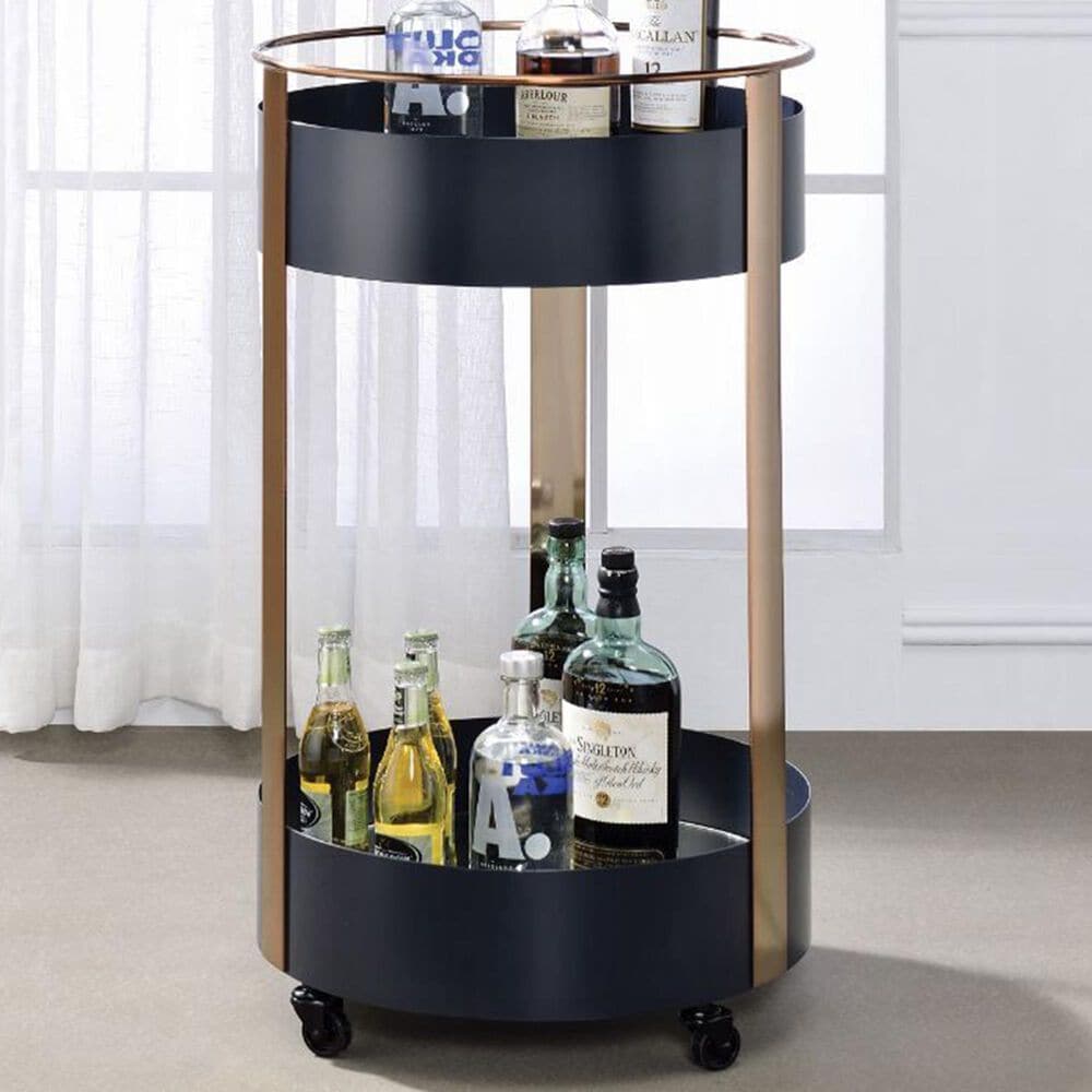 Gunnison Co. Narrel Serving Cart in Onyx and Copper, , large