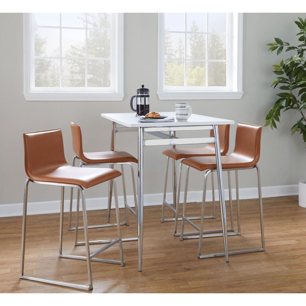 Lumisource Mara Counter Stool with Camel Cushion in Stainless Steel &#40;Set of 2&#41;, , large