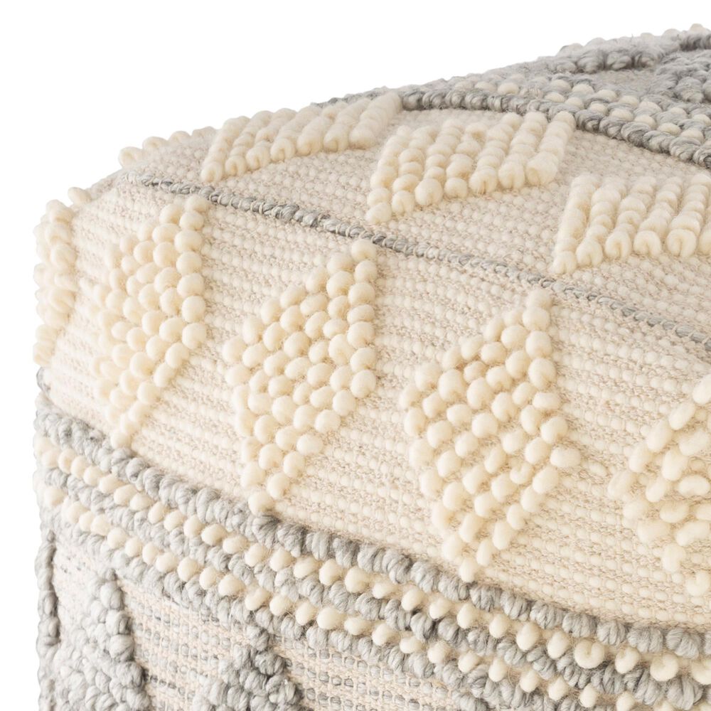 Surya Anders Pouf in Gray/Cream/Khaki, , large