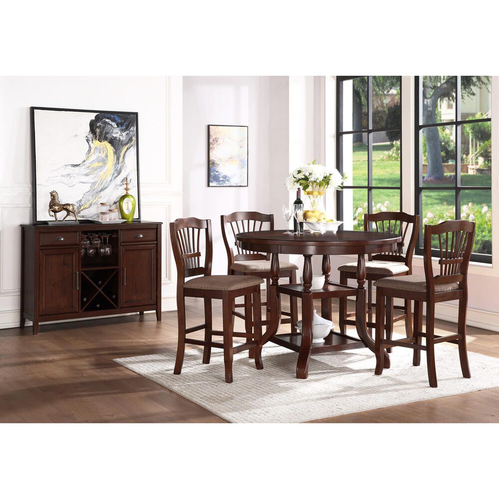 New Heritage Design Bixby 5-Piece Counter Height Dining Set in Espresso, , large