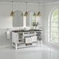 James Martin Vanities Breckenridge 60" Double Bathroom Vanity in Bright White with 3 cm Parisien Bleu Quartz Top and Rectangular Sinks, , large