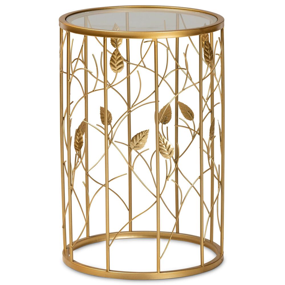 Baxton Studio Anaya End Table in Brushed Gold, , large