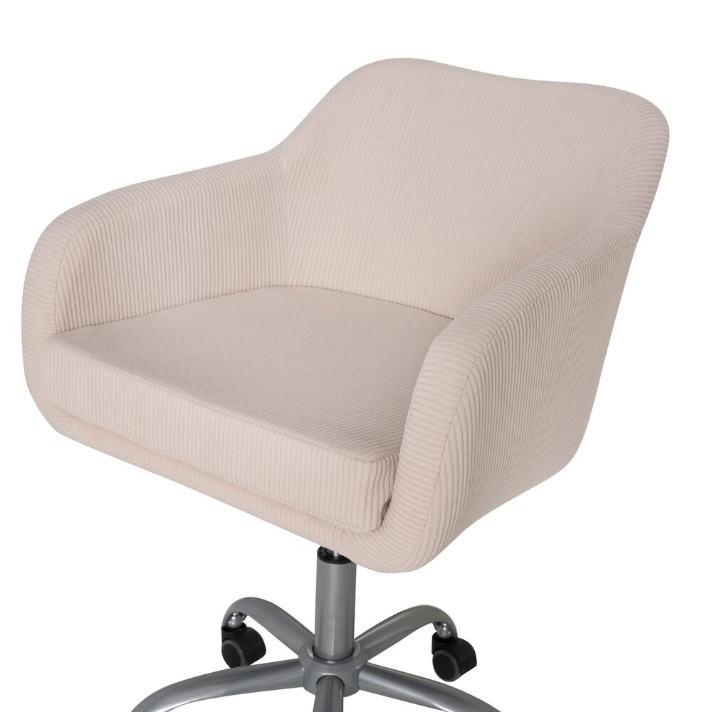Linon Home Decor Rylen Office Chair with Pink Cushion in Silver, , large