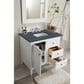 James Martin Vanities Palisades 36" Single Bathroom Vanity in Bright White with 3 cm Charcoal Soapstone Quartz Top and Rectangular Sink, , large