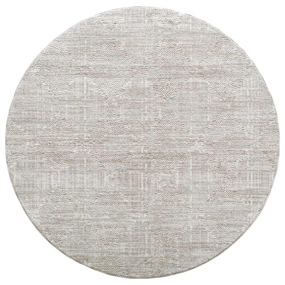 Surya Masterpiece Light Gray, Cream and Medium Gray 6'7" Round Area Rug, , large