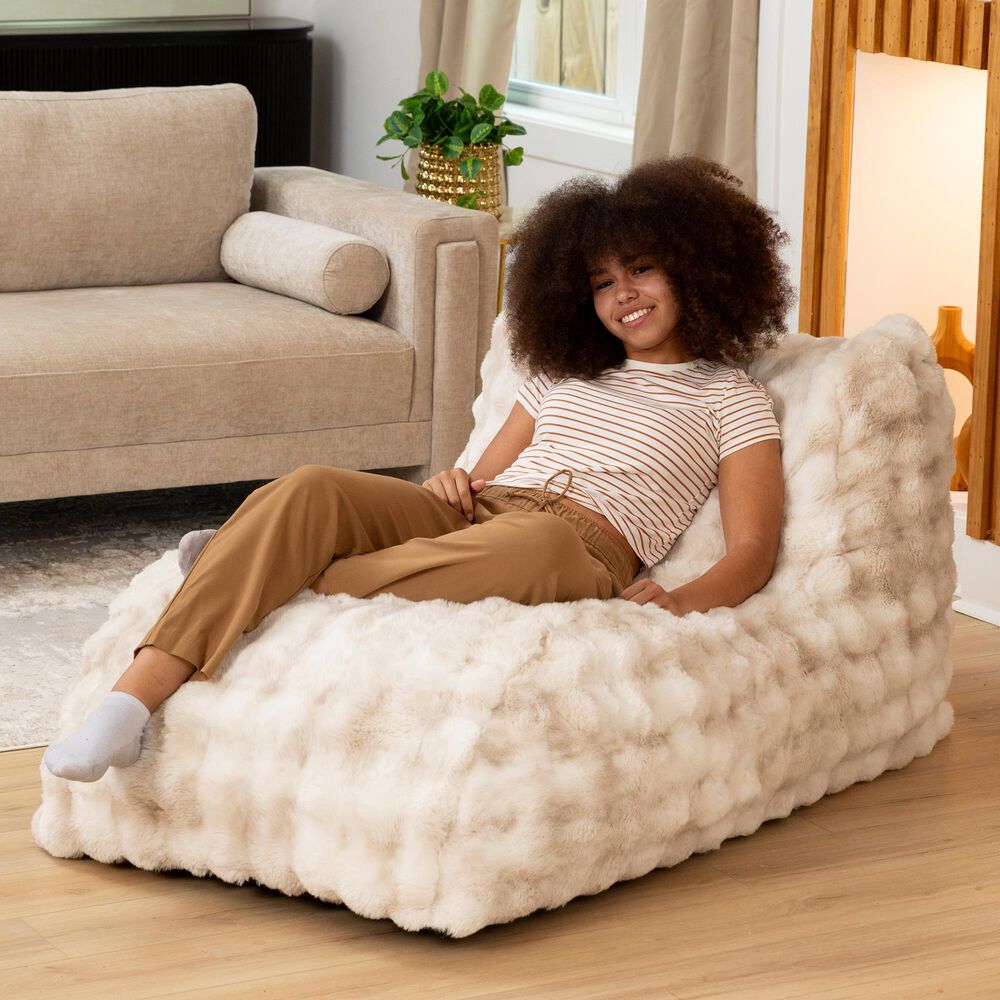 Jaxx Raven Relaxer Chaise Lounge Bean Bag Chair in Phantom Cream, , large