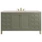 James Martin Vanities Chicago 60" Single Bathroom Vanity in Smokey Celadon with 3 cm Victorian Silver Quartz Top, Rectangular Sink and FreePower Wireless Charger, , large