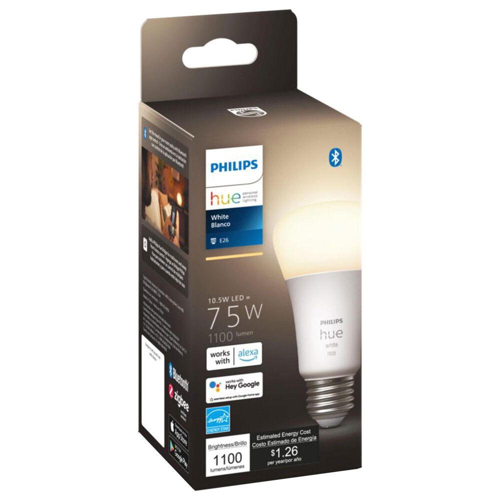 Philips Hue A19 75W Smart LED Bulb in White, , large