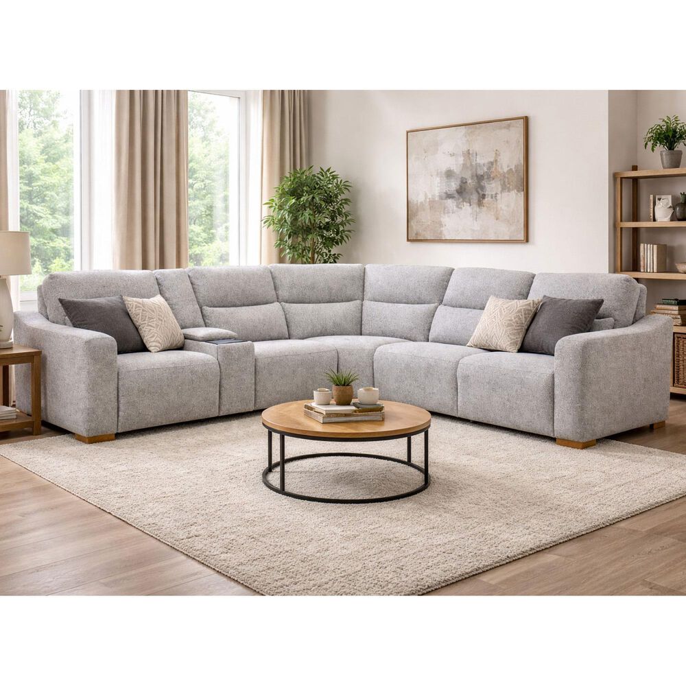 Interlochen 6-Piece Leather Reclining Sectional with Power Headrests, , large