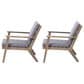 Hearth and Haven Outdoor Acacia Wood Chairs with Open Slatted Backrest and Water-Resistant Cushions in Dark Gray (Set of 2), , large