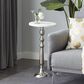 Uma Enterprises Pedestal Accent Table in Silver and White, , large