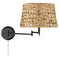 Golden Lighting Eleanor 1-Light Articulating Wall Sconce with Woven Sweet Grass Shade in Matte Black, , large