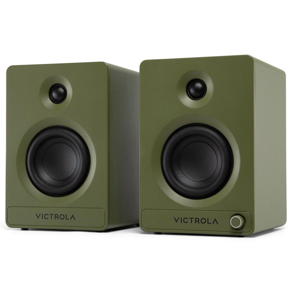 Victrola Tempo Bluetooth Bookshelf Speaker in Matte Green (Pair), , large
