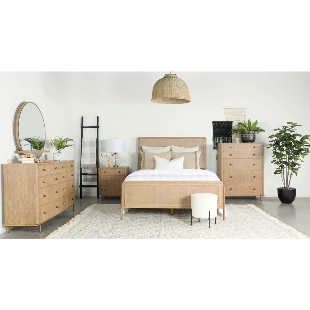 Pacific Landing Arini 3-Drawer Nightstand in Sand Wash and Aged Brass, , large