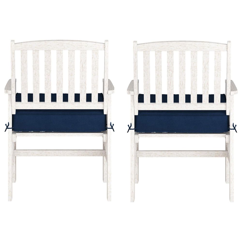 CorLiving Miramar Patio Armchair in White/Navy Blue &#40;Set of 2&#41;, , large