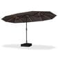 HOMLUX 14" Outdoor Double-Sided Market Umbrella with Base and Solar LED Lights in Grey, , large