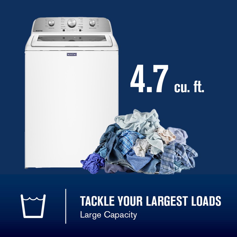Maytag 4.7 Cu. Ft. Top Load Agitator Washer with Extra Power Cycle in White, , large