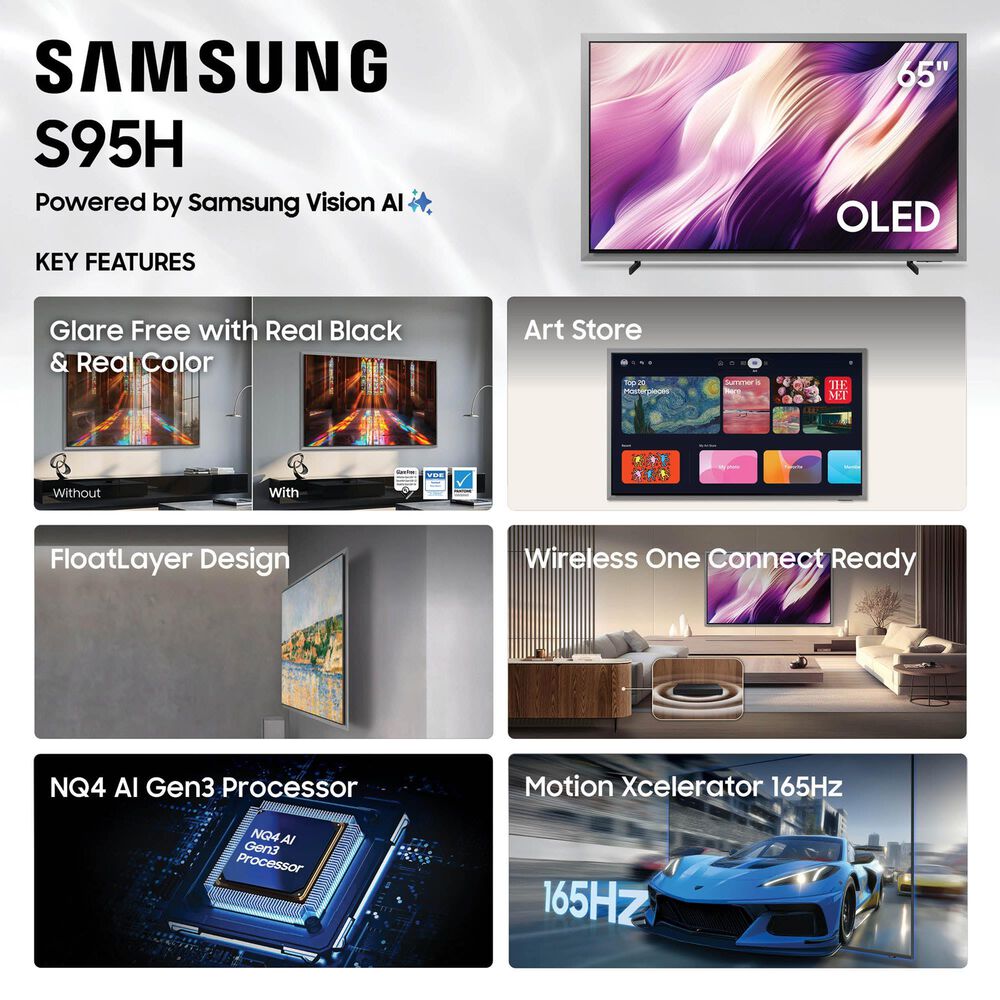 Samsung 65" Class S95H Series OLED 4K UHD Vision AI - Smart TV with Q-Series 5.1.2 Channel Soundbar System in Slate Black and Black, , large