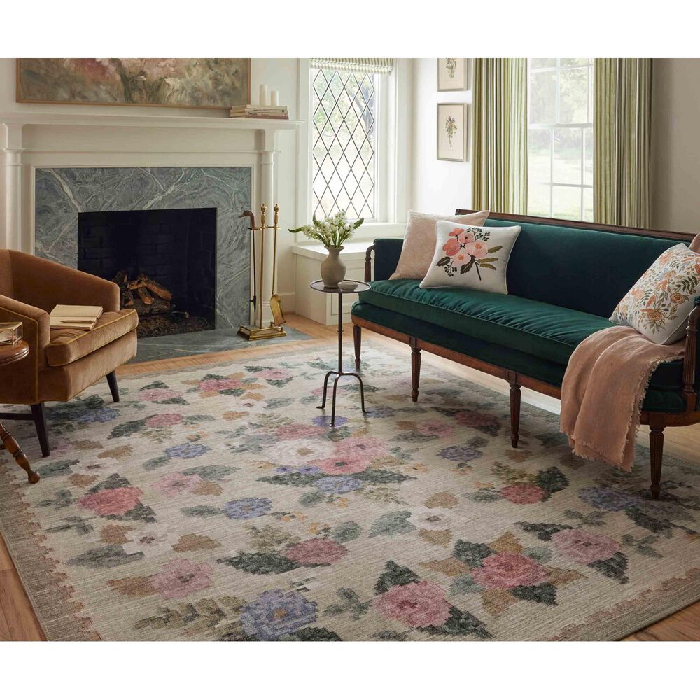 Rifle Paper Co. x Loloi Rosa 3&#39;9&quot; x 5&#39;6&quot; Cream Area Rug, , large