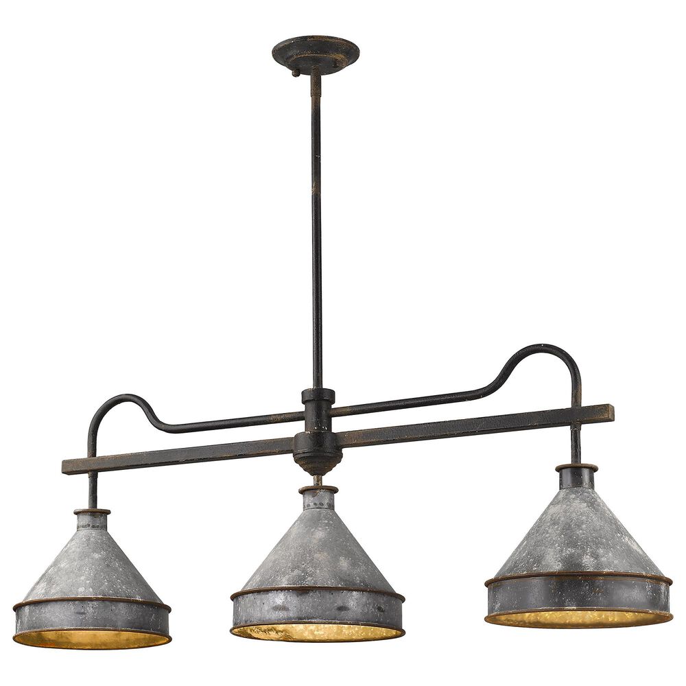 Golden Lighting Jasper 3-Light Linear Pendant in Antique Black and Weathered Gold, , large
