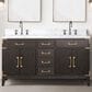 Lexora Home Laurel 60" Double Bathroom Vanity in Brown Oak with White Carrara Marble Top and Rectangular Sinks, , large