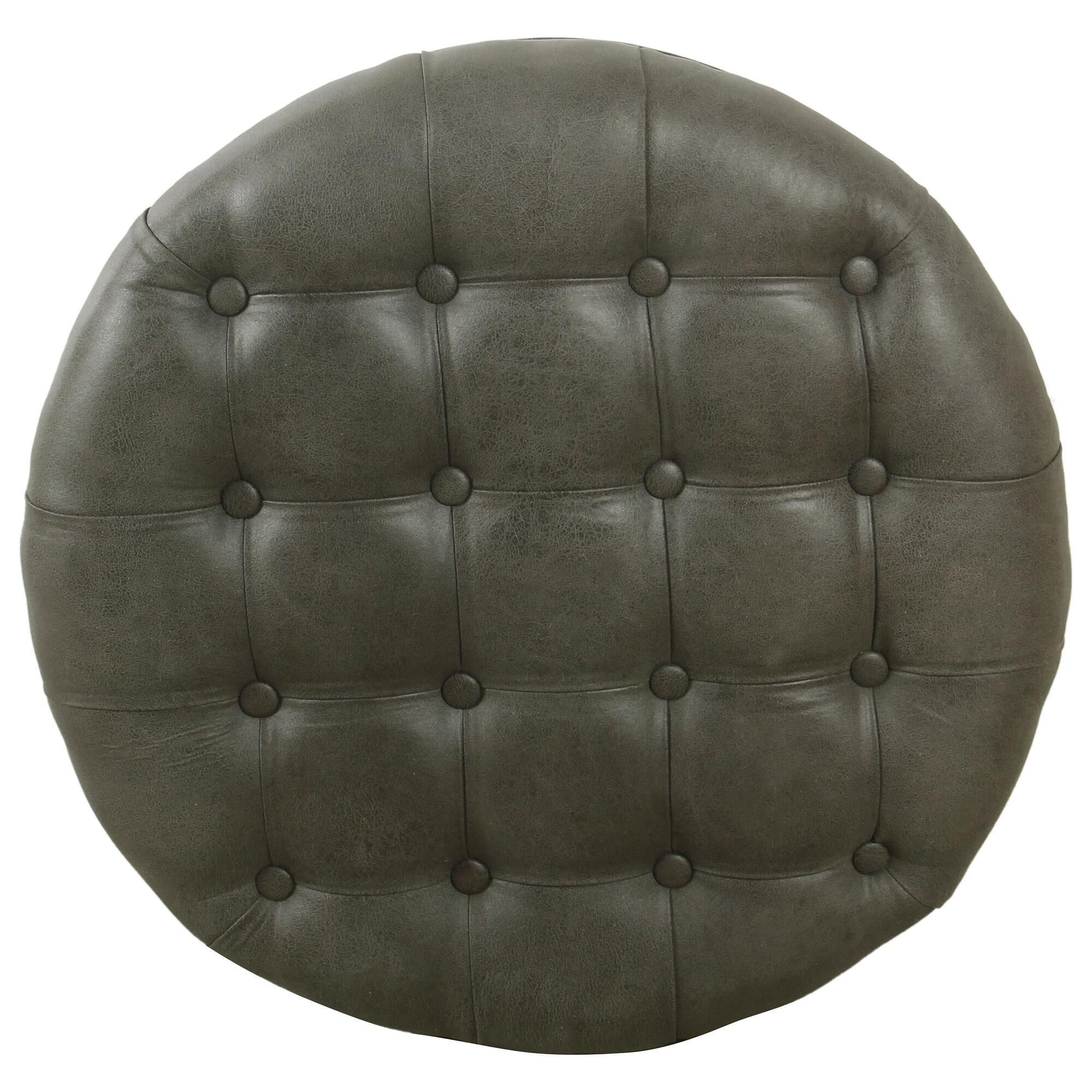 Round grey sales leather ottoman