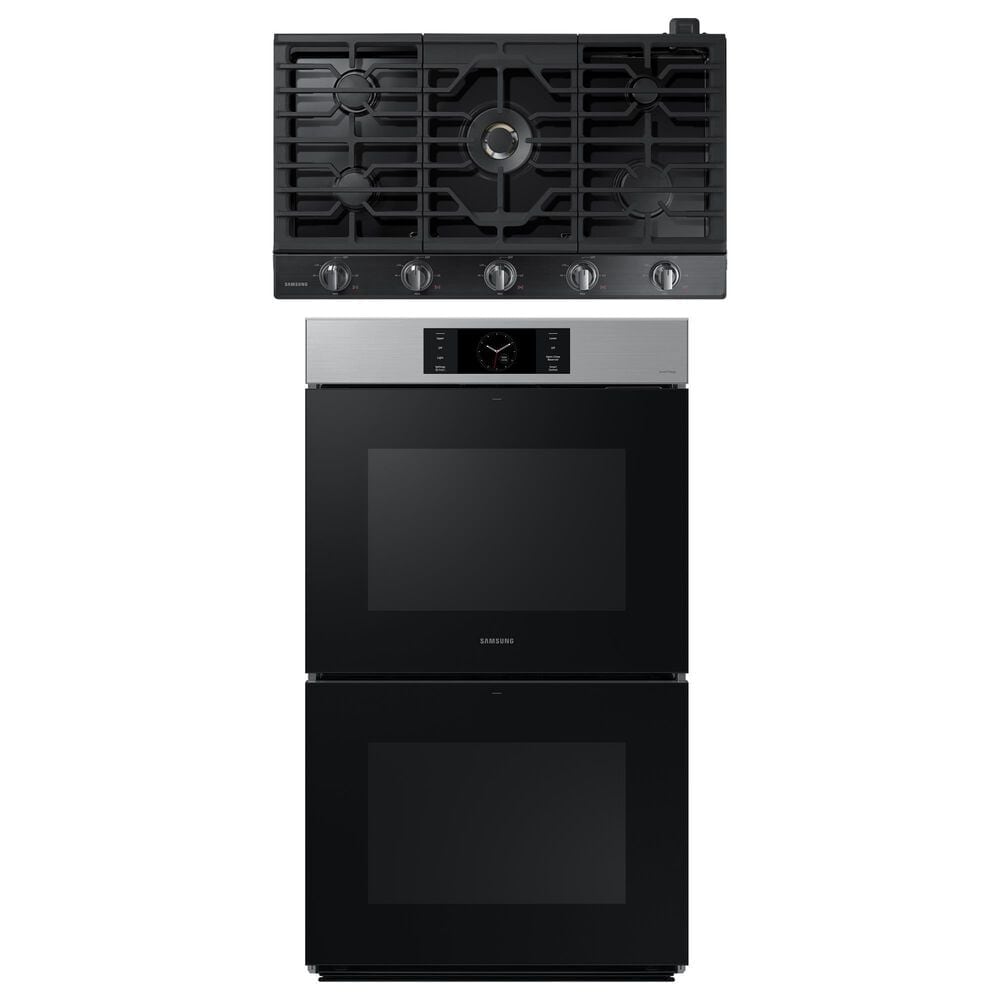 Samsung 2-Piece Kitchen Package with Stainless Steel 30" Built-In Double Wall Oven and Black Stainless Steel 36" Gas Cooktop, , large