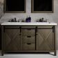 Lexora Home Marsyas 60" Double Bathroom Vanity in Rustic Brown with White Quartz Top and Rectangular Sinks, , large