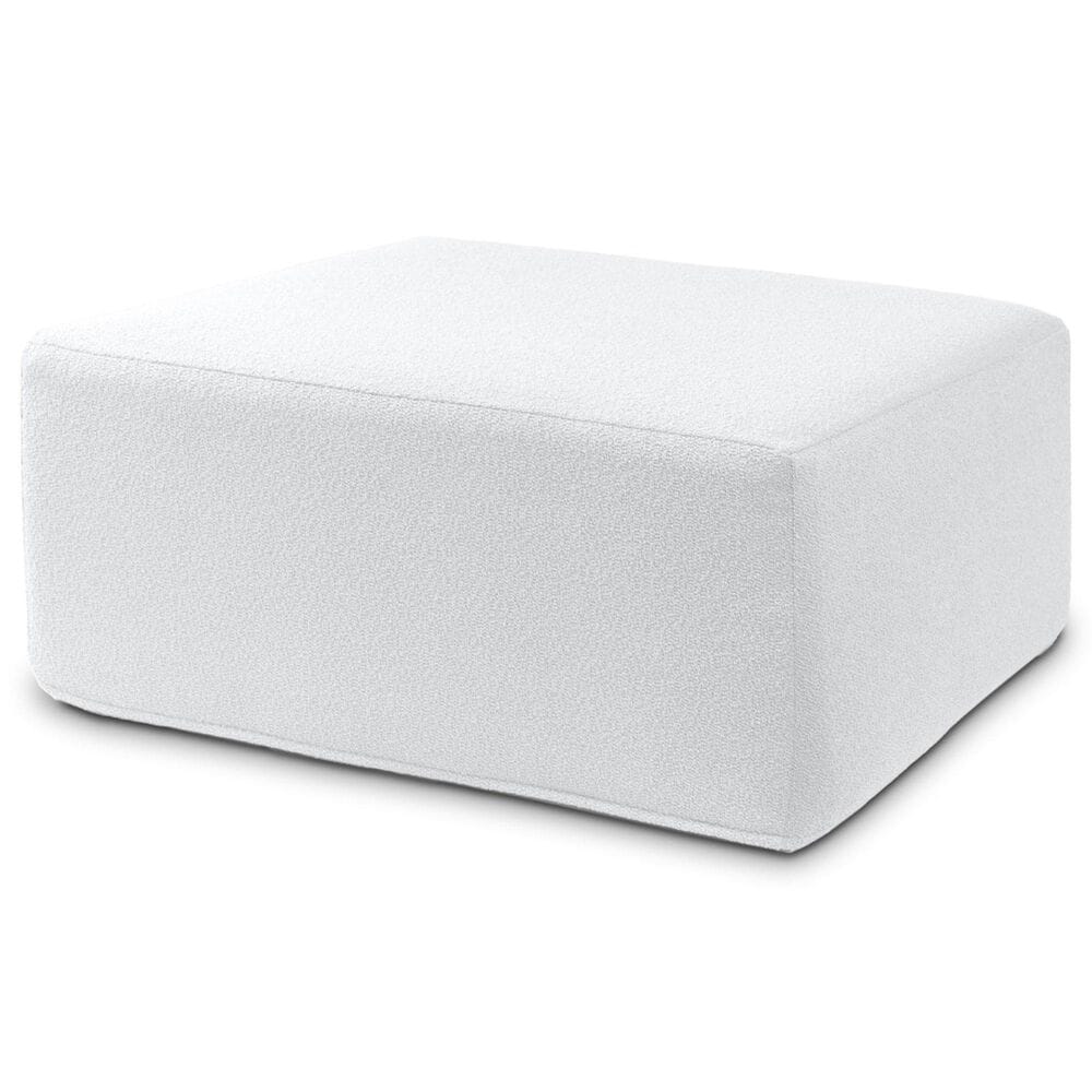 Jaxx Fairlie Boucle Fabric Ottoman in White, , large