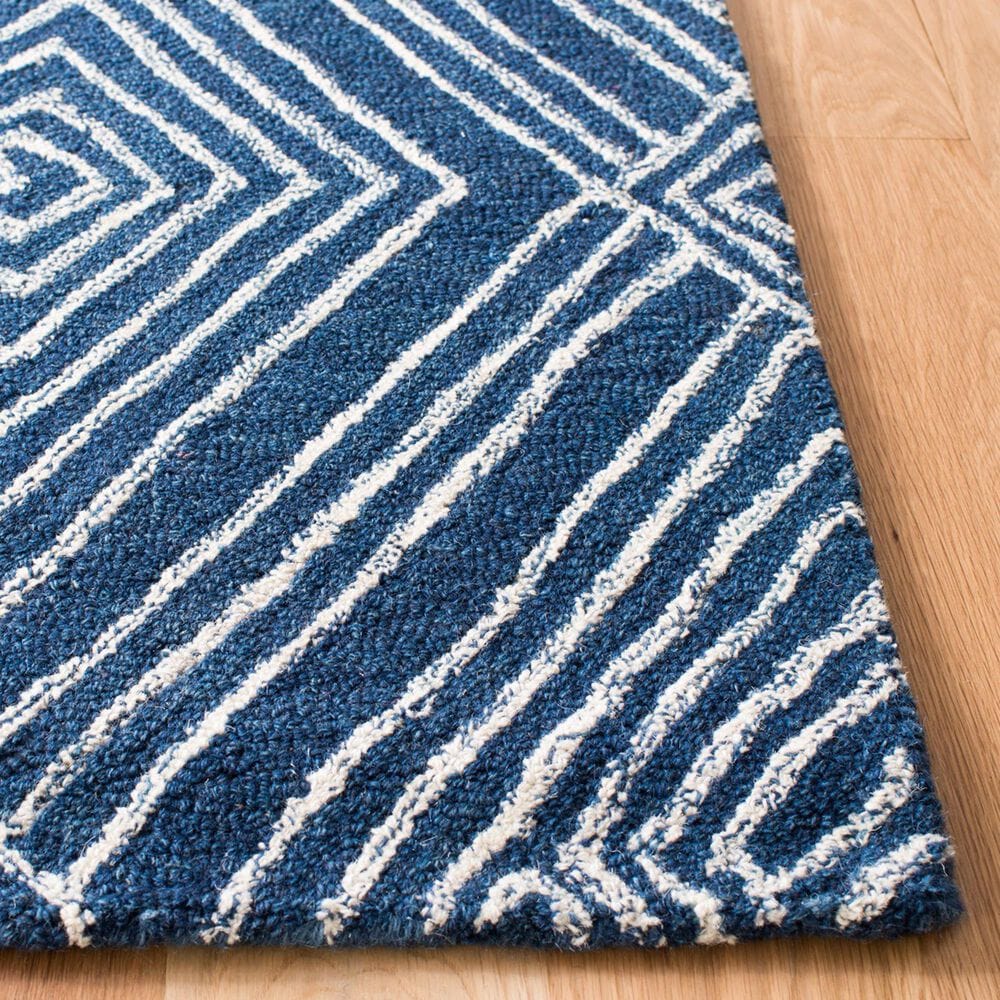Safavieh Micro-Loop MLP608N 5&#39; Square Navy and Ivory Area Rug, , large