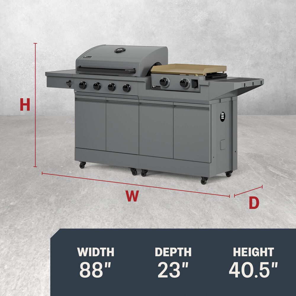 Tytus Anaheim and Emberwood 3-Piece Modular Duo with 2-Burner Gas Griddle in Gunmetal Gray, , large