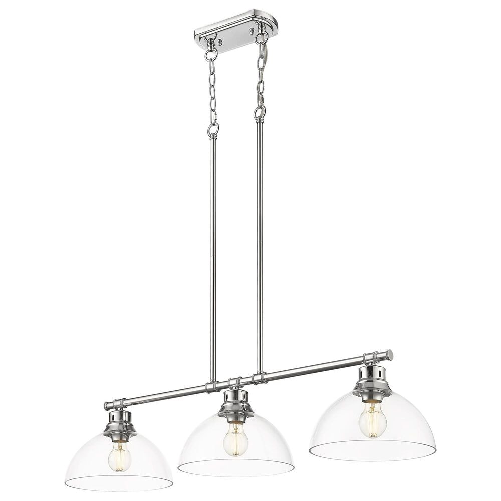 Golden Lighting Duncan 3-Light Pendant with Clear Shade in Chrome, , large