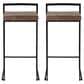 LumiSource Fuji 34" Stacker Bar Stool with Brown Cowboy Upholstery in Black (Set of 2), , large