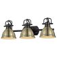 Golden Lighting Duncan 3-Light Bath Vanity in Matte Black and Aged Brass, , large