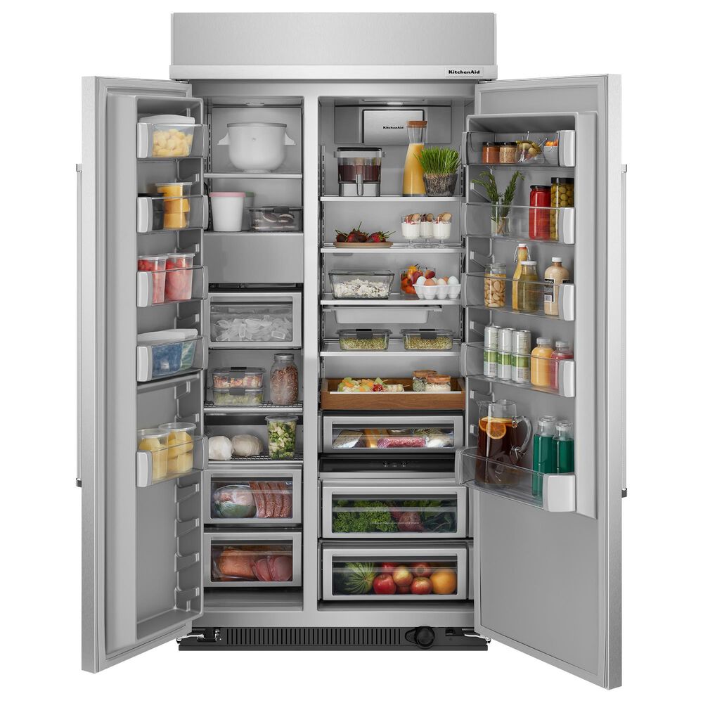 KitchenAid 25.5 Cu. Ft. Side By Side Built-In Refrigerator in Stainless Steel and PrintShield, , large