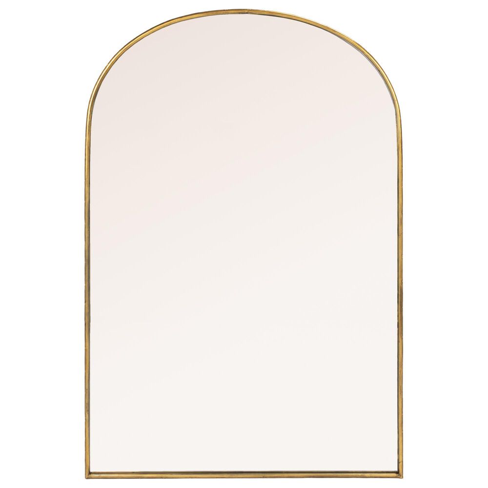 Creative Coop Arched Metal Framed Wall Mirror in Warm Gold, , large