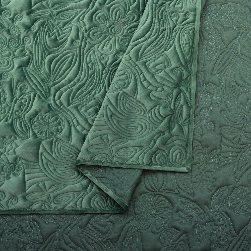 Peking Handicraft Secret Garden 3-Piece Full/Queen Quilt Set in Emerald Green, , large