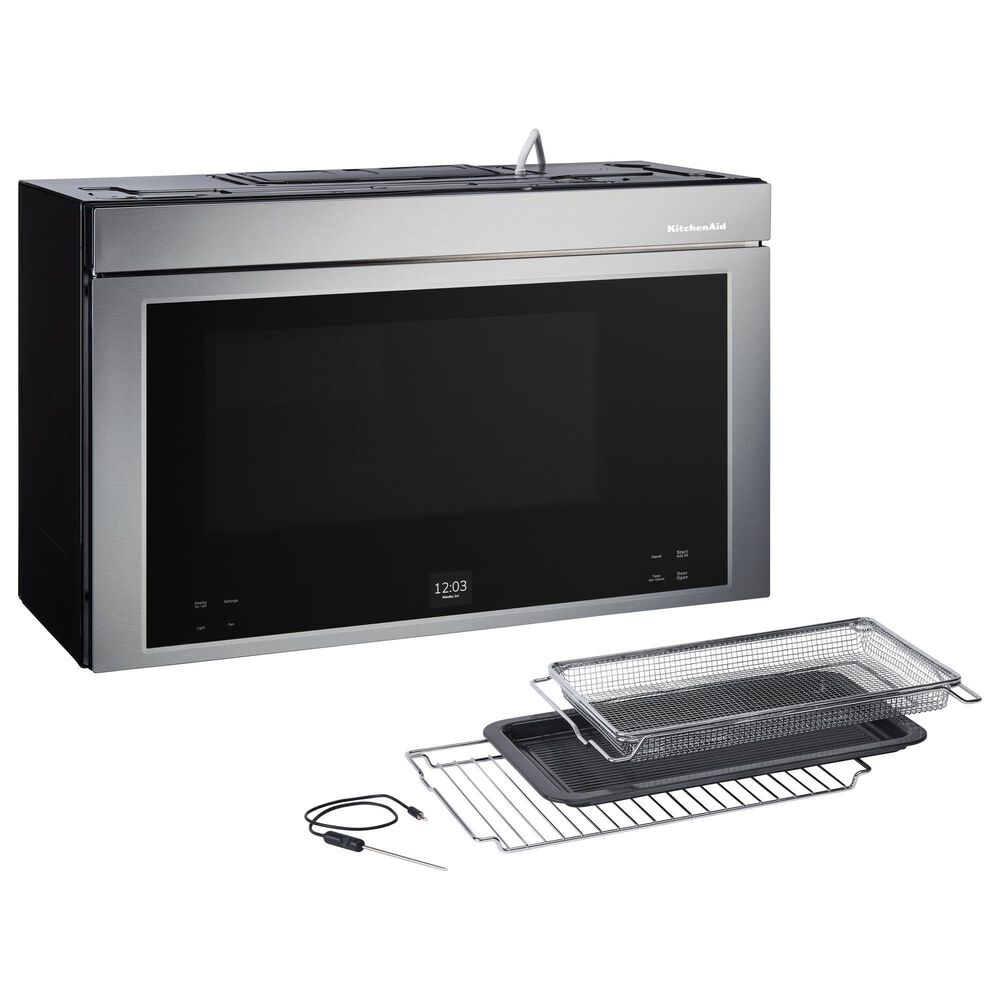 KitchenAid 2-Piece Kitchen Package with 30" Slide-In Smart Electric Range and 30" Over-the-Range Microwave Oven in PrintShield Stainless Steel, , large