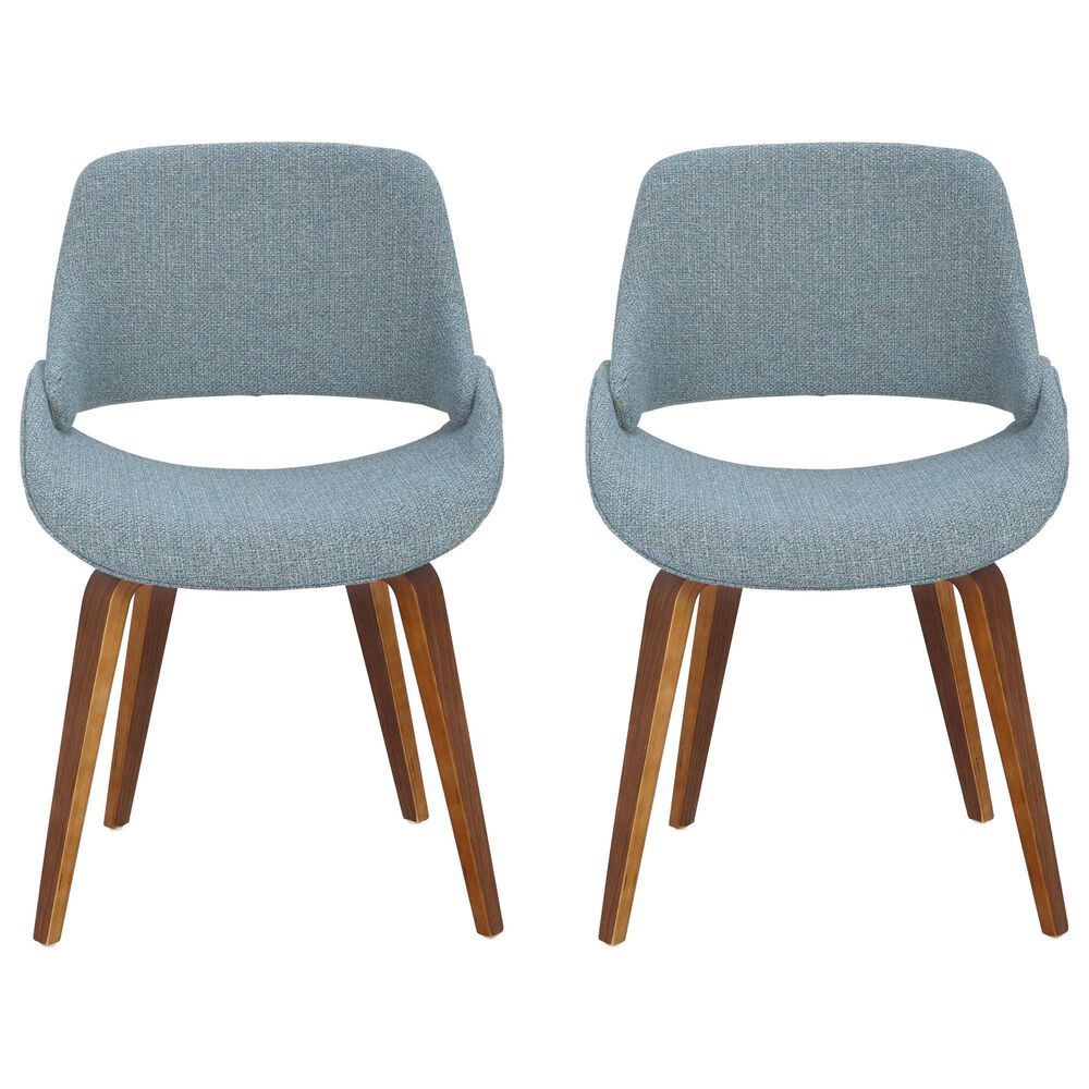 LumiSource Fabrico Side Chair with Blue Cushion in Walnut (Set of 2), , large