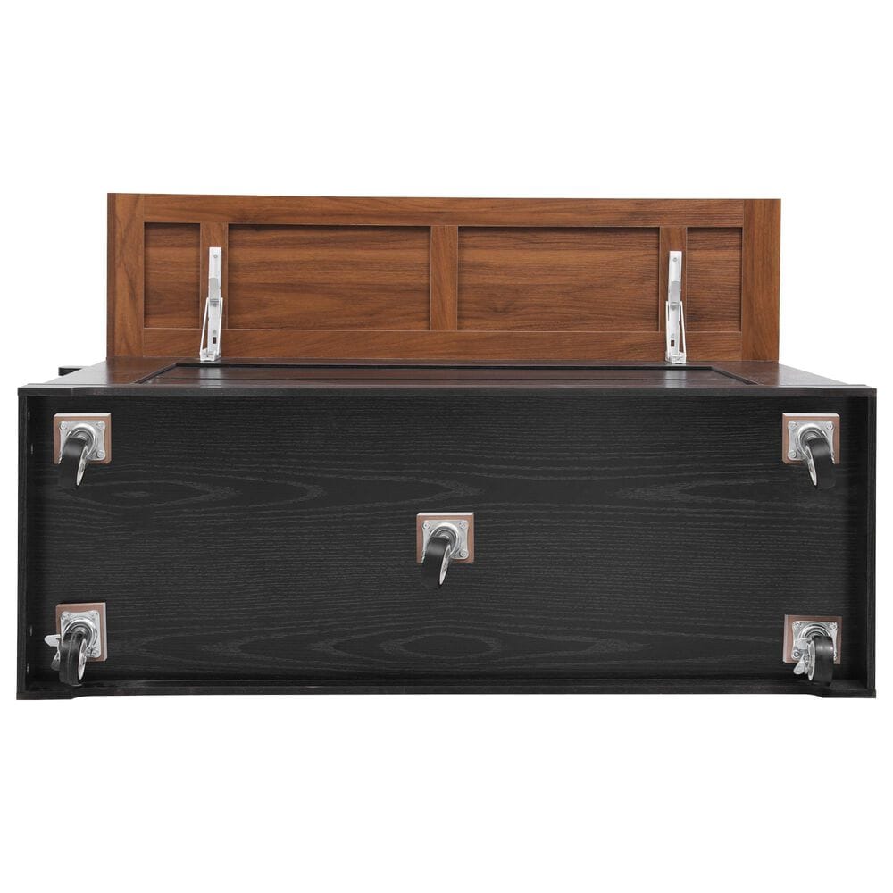 HOMLUX 53" Farmhouse Kitchen Island with Two Tempered Glass Cabinet Doors in Black, , large