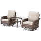 Sunwell Garden 3-Piece Patio Swivel Glider with 31.5" High Roll-Arm Chair in Beige, , large
